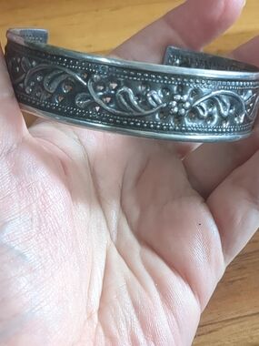 Ornate Floral Sterling Silver Cuff Bracelet